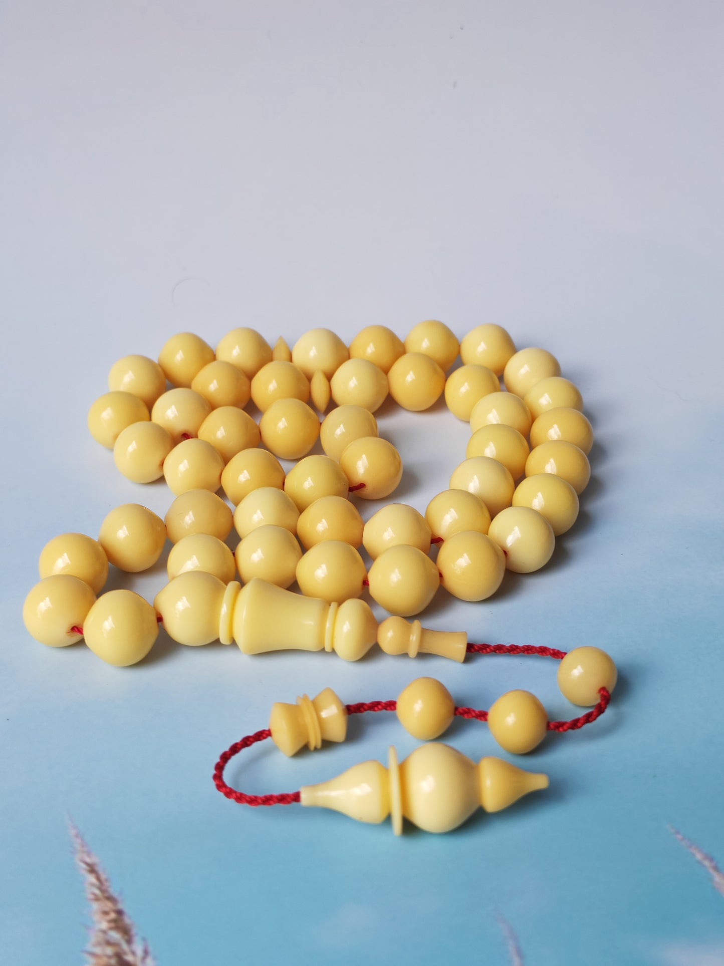 COLOR CHANGE UPDATE | Ivory Cream Bakelite Tasbih – 45 Beads, Rare Istanbul Shape