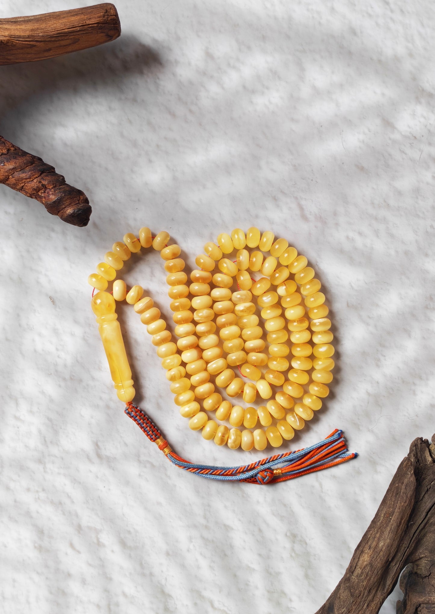 Half-Half Baltic Amber Misbah | 117 Donut-Shaped Beads