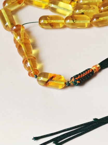 Kaliningrad Amber Rosary – 41 Beads | Citron Transparent with one Insect Inclusion