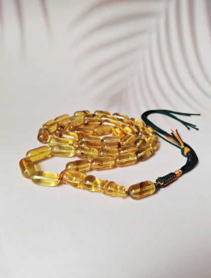 Kaliningrad Amber Rosary – 41 Beads | Citron Transparent with one Insect Inclusion