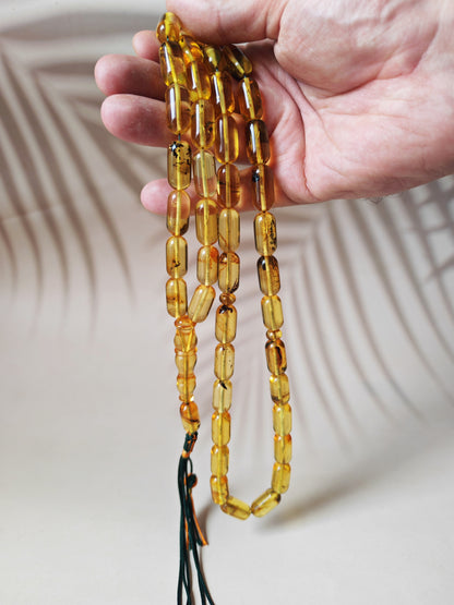 Kaliningrad Amber Rosary – 41 Beads | Citron Transparent with one Insect Inclusion
