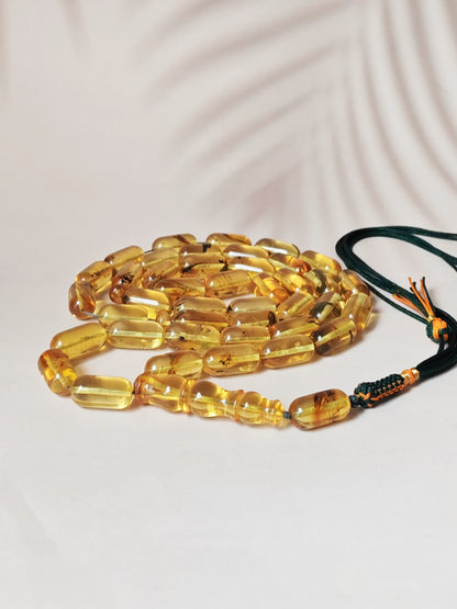 Kaliningrad Amber Rosary – 41 Beads | Citron Transparent with one Insect Inclusion