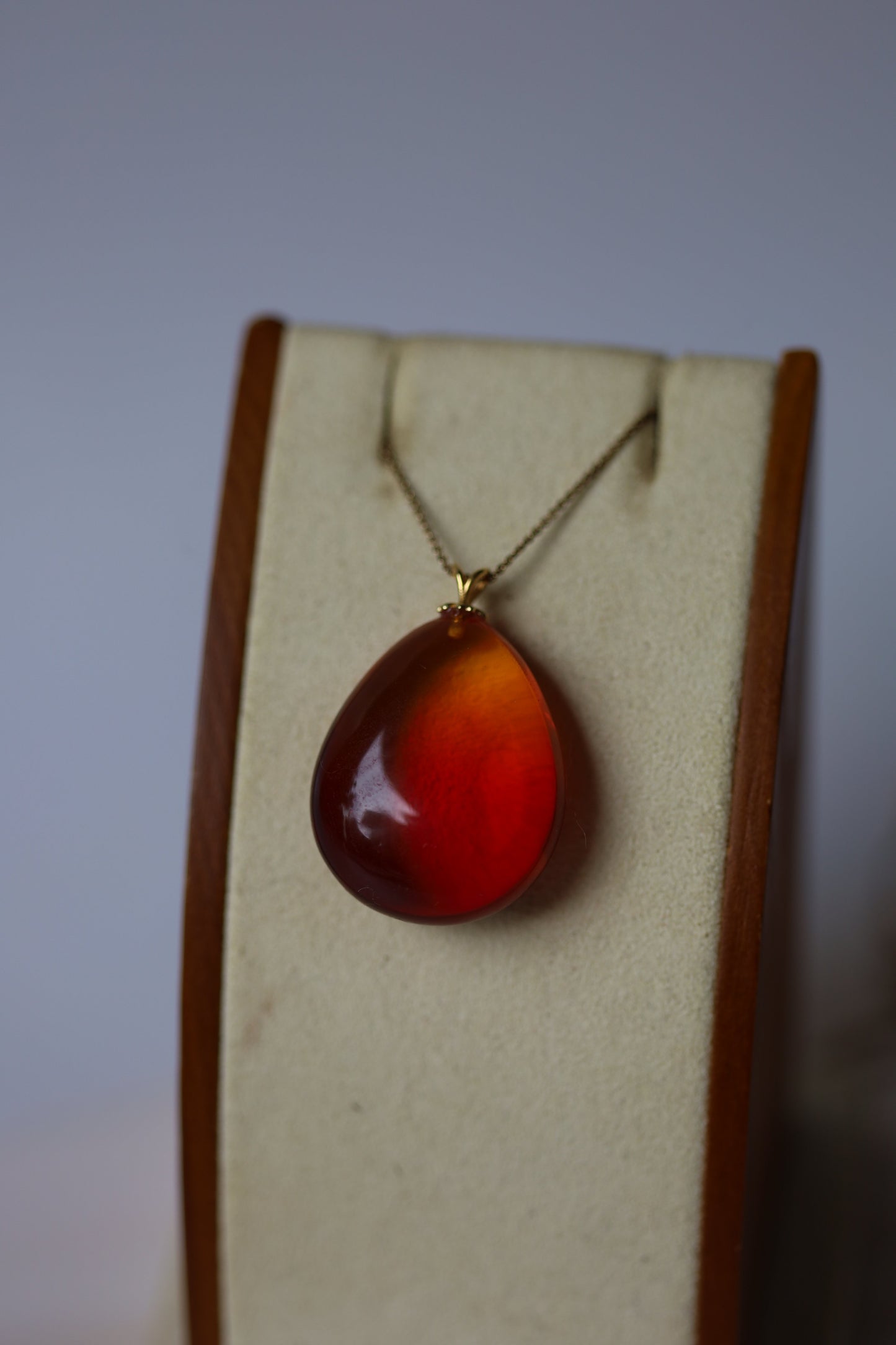 Gradient/ Ombre Red Amber Pendant with Golden Hook