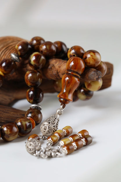 Rare Jumbo Antique German Bakelite Misbah – 33 Beads, 17mm