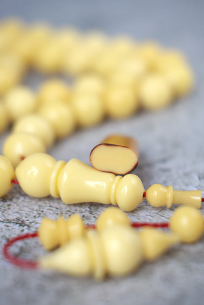 COLOR CHANGE UPDATE | Ivory Cream Bakelite Tasbih – 45 Beads, Rare Istanbul Shape