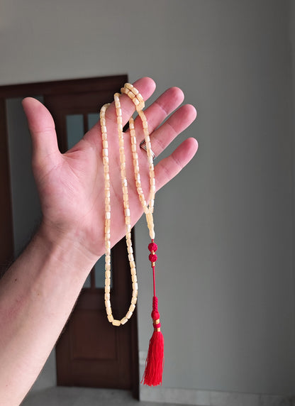 Mosaic Citron and White Baltic Amber Tasbih | 114 Beads | 7.4 x 4.6mm Micro | Ultra Lightweight