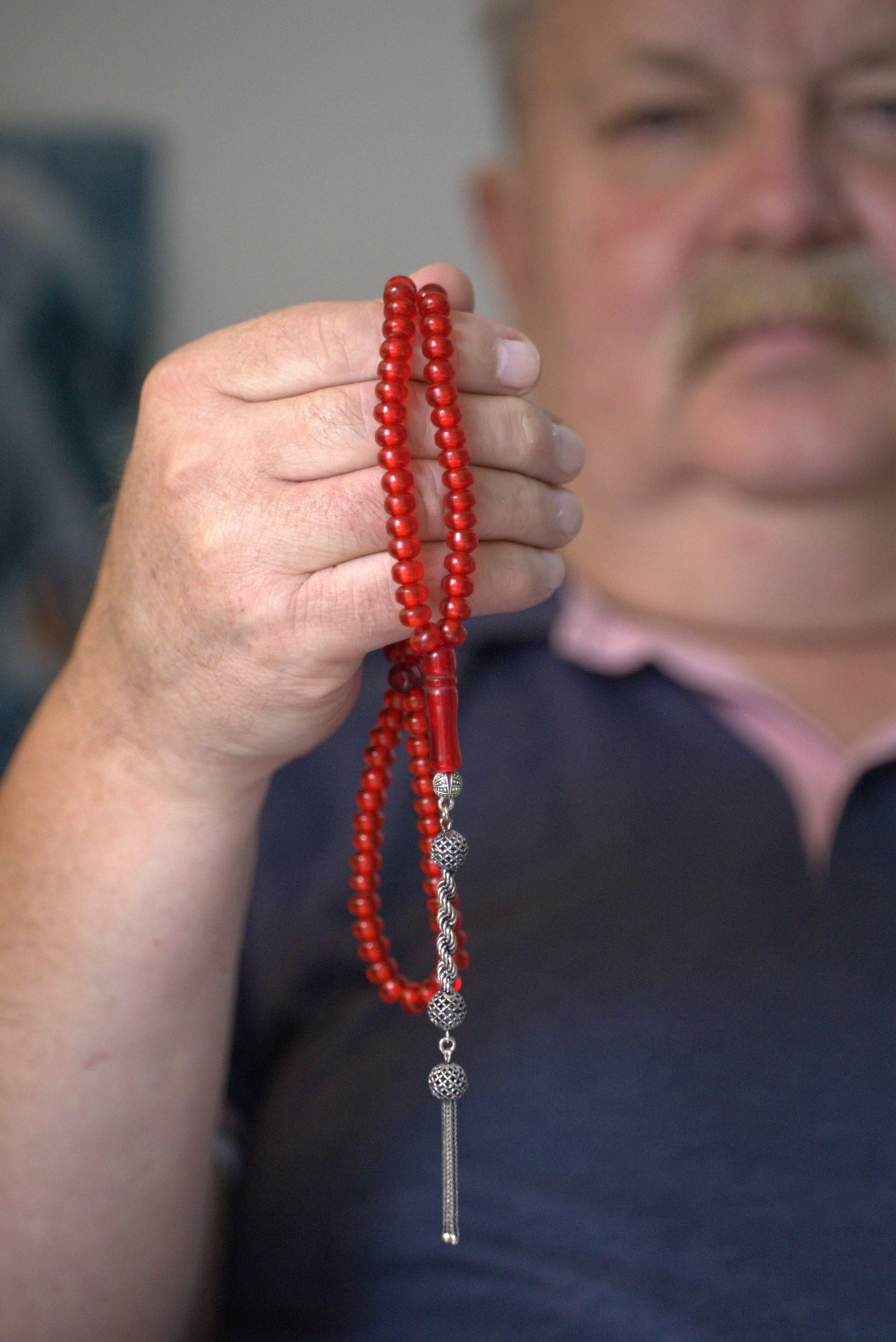Antique German Bakelite Rosary | Red Donut Beads | 99 Beads