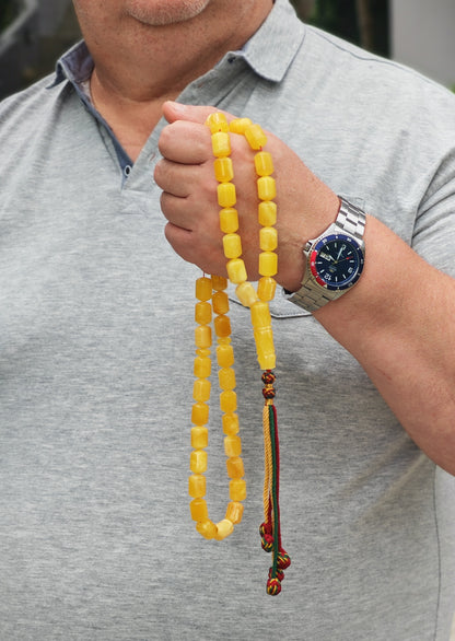 Large Baltic Amber Statement Misbah | 51 Barrel Beads