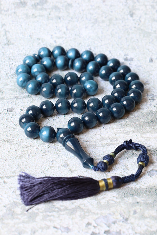 Two-Face Blue Galalith Misbah – 45 Beads