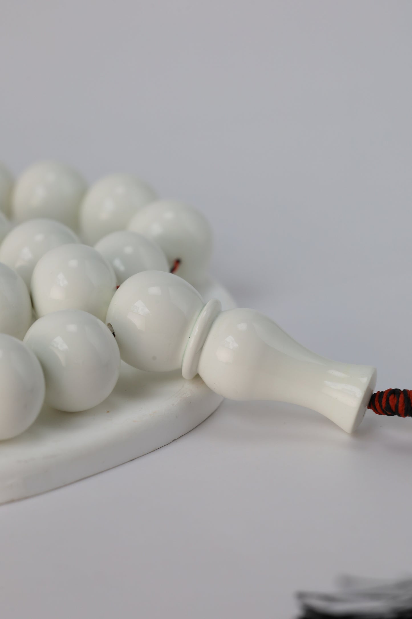 Rare White French Galalith Misbah – 33 Donut Beads