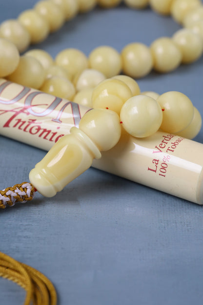 Large Milk Natural Amber Misbah – 66 Beads | 13mm