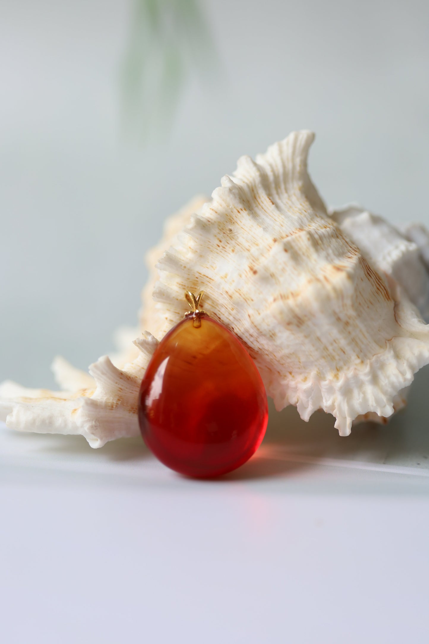 Gradient/ Ombre Red Amber Pendant with Golden Hook