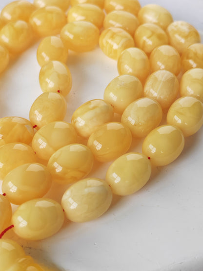 Natural Amber Misbah | Pigeon Egg Shape | 45 Beads | Half Half Imam