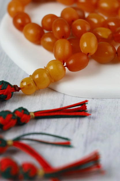 Rare Natural Old German Amber Misbah - 51 Olive Shape Beads
