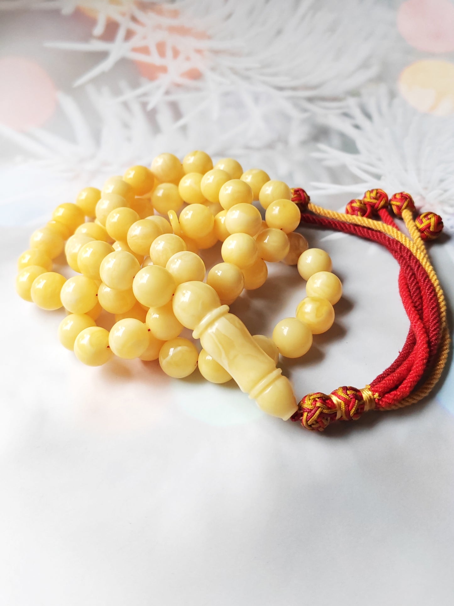 Natural Milk Amber Rosary / Tasbih 72 Beads
