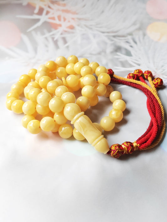 Natural Milk Amber Rosary / Tasbih 72 Beads