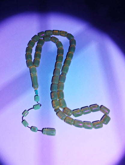 Natural Dominican Amber Rosary – Olive Oil Green with Green Reflections 45 Beads