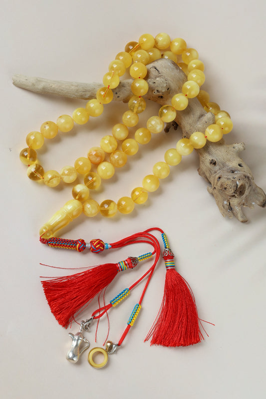 Long Half-Half Pattern Amber Misbah – 57 Beads