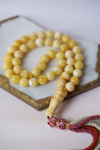 Butterscotch Marble Amber Rosary 45 beads with Certificate