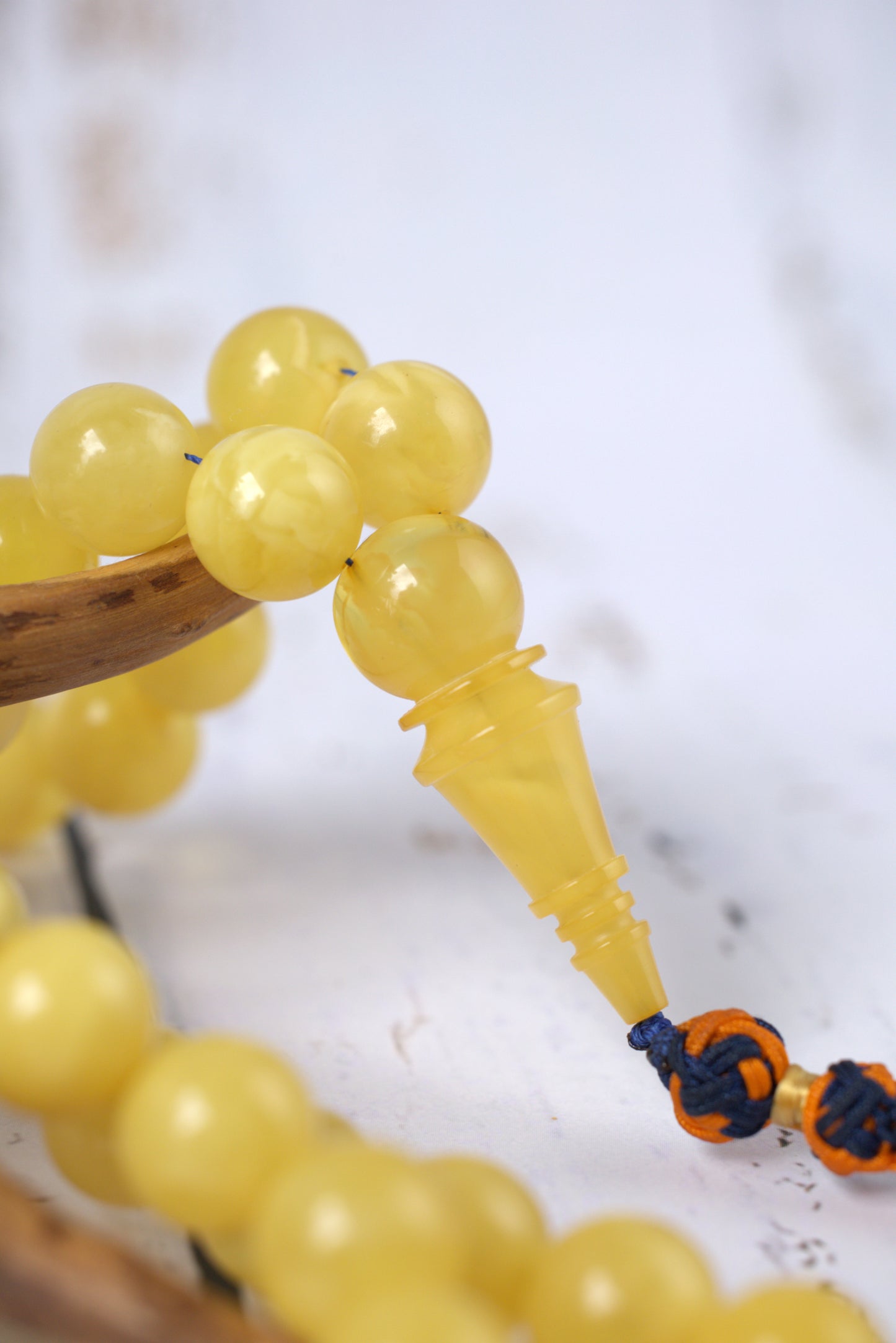 Cloudy Smoky Butterscotch Amber Rosary – 54 Beads | Collector’s Statement Piece