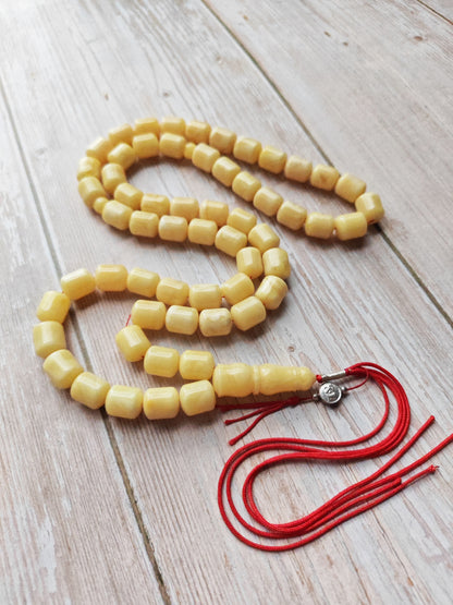 Royal White Baltic Amber Rosary | 59 Barrel Beads, 87g Collectible Piece