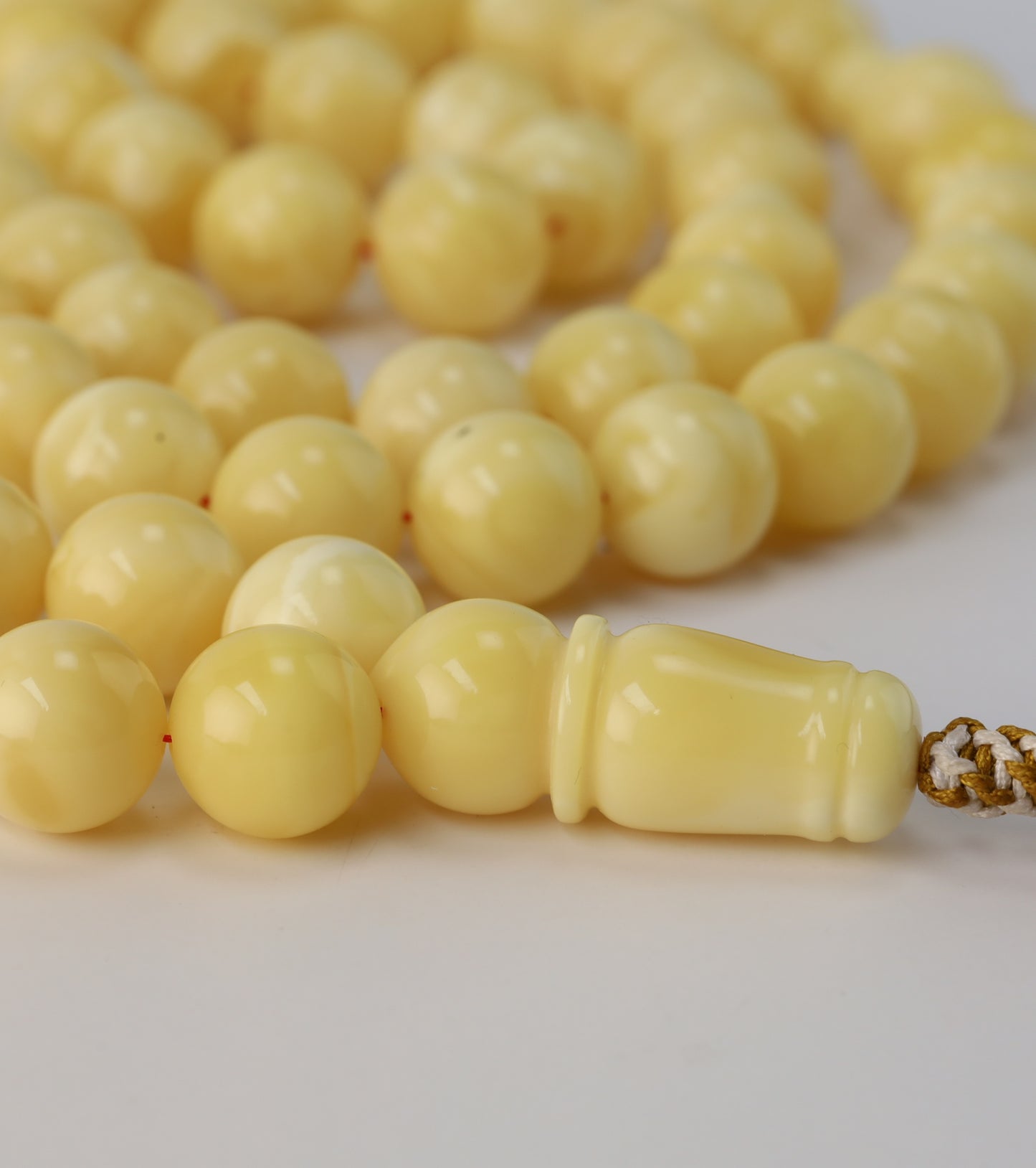 Large Milk Natural Amber Misbah – 66 Beads | 13mm