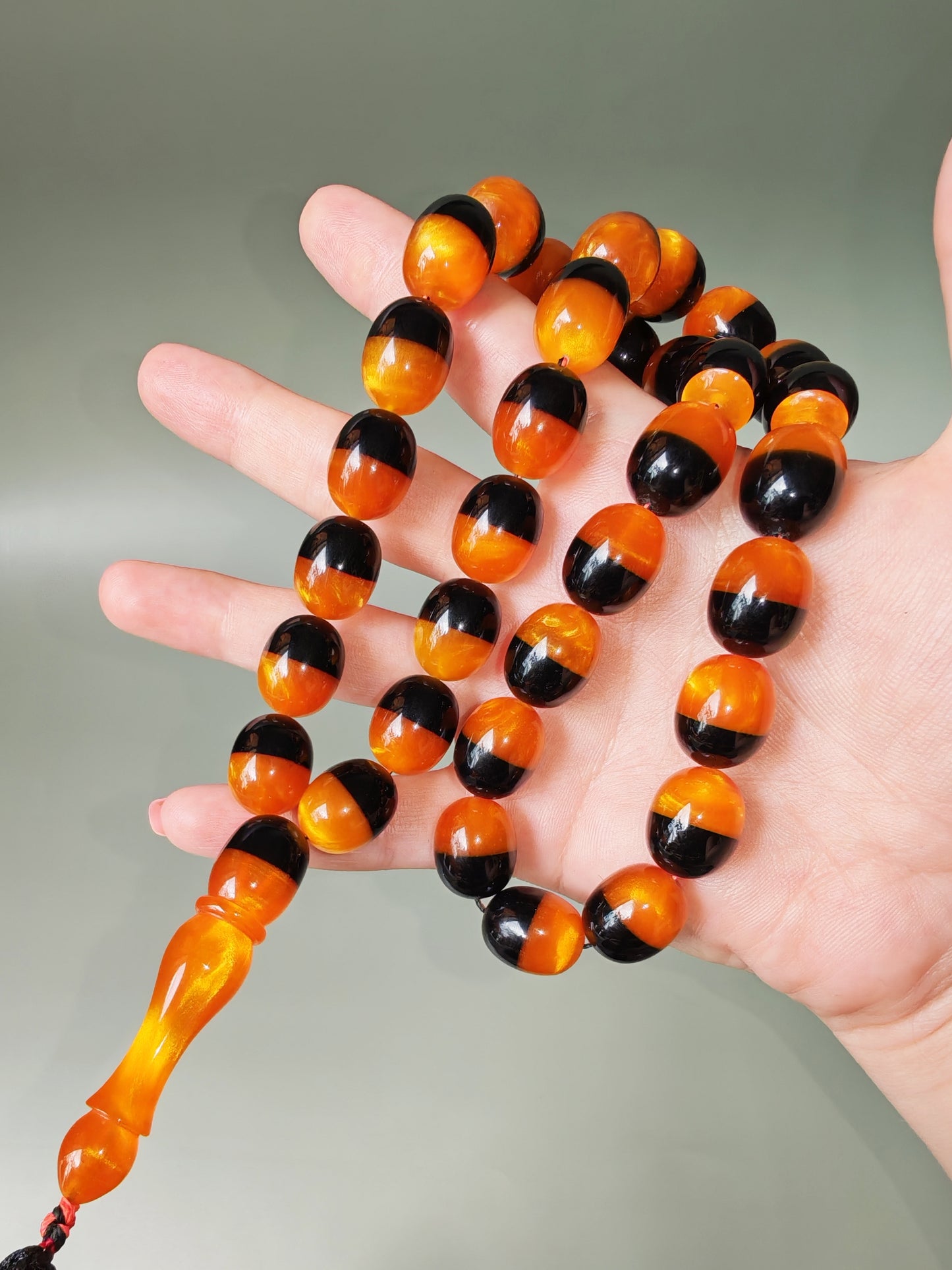 Dual Color Catalin Bakelite Rosary 33 Beads