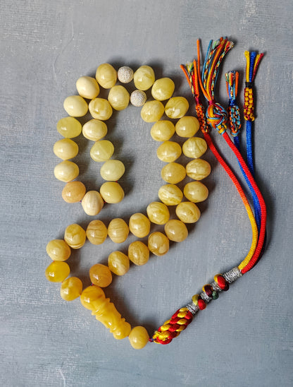 Natural Gradient Butterscotch, Royal White and Tiger Amber Istanbul Shape Misbah 40 Beads