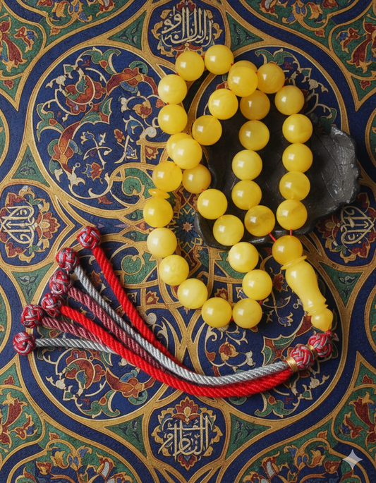 Natural Butterscotch Amber Misbah 33 Beads 13 mm