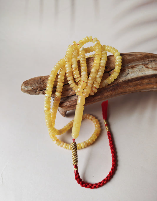 Super Long Micro Donut Amber Rosary – 6.8×3.5mm Beads, Lightweight Daily Use - 238 Beads