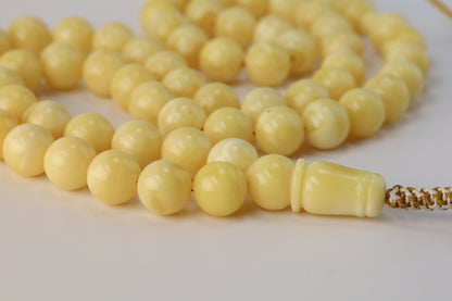 Large Milk Natural Amber Misbah – 66 Beads | 13mm
