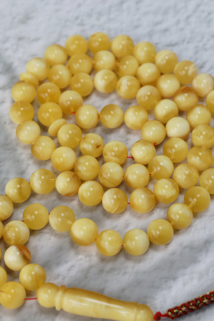Half-Half Cloudy & Milk Amber Misbah – 75 Beads