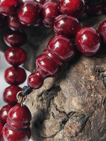 Antique Cherry Amber Faturan Misbah | 87 Beads | Damascus Material Turkish Craft