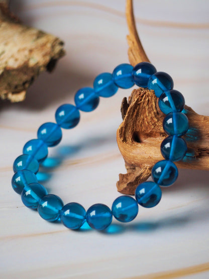 Blue Amber Beaded Bracelet 10mm