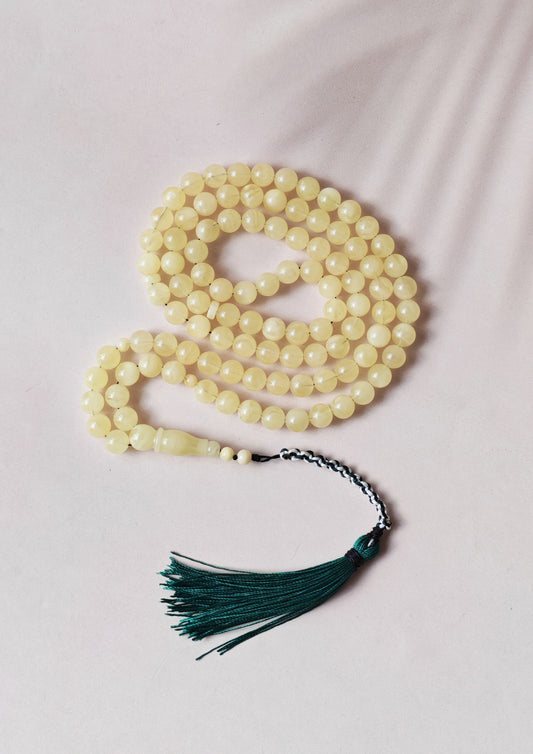 Super Bright Milk Newly Crafted Amber Misbah 99 Beads | 7.5 mm