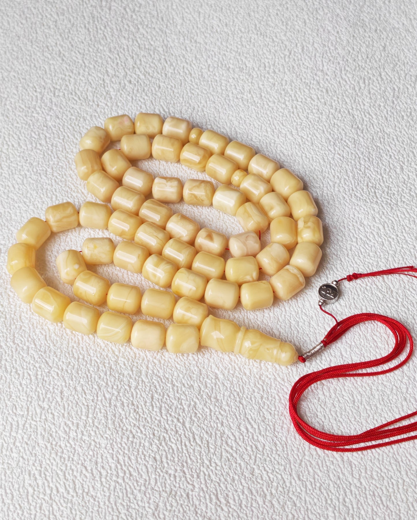 Royal White Baltic Amber Rosary | 59 Barrel Beads, 87g Collectible Piece