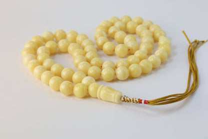 Large Milk Natural Amber Misbah – 66 Beads | 13mm