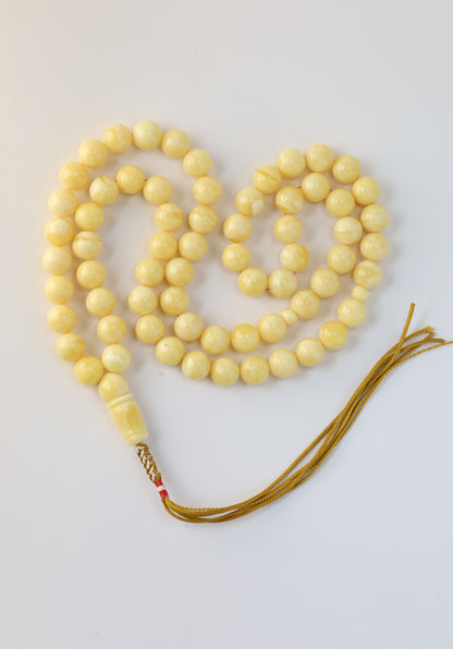Large Milk Natural Amber Misbah – 66 Beads | 13mm