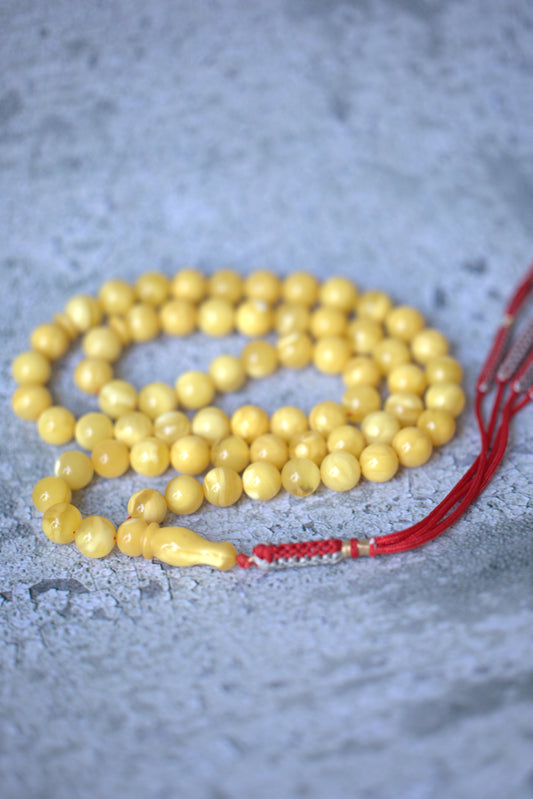 Natural Newly Crafted Milk Amber Tasbih 66 Beads