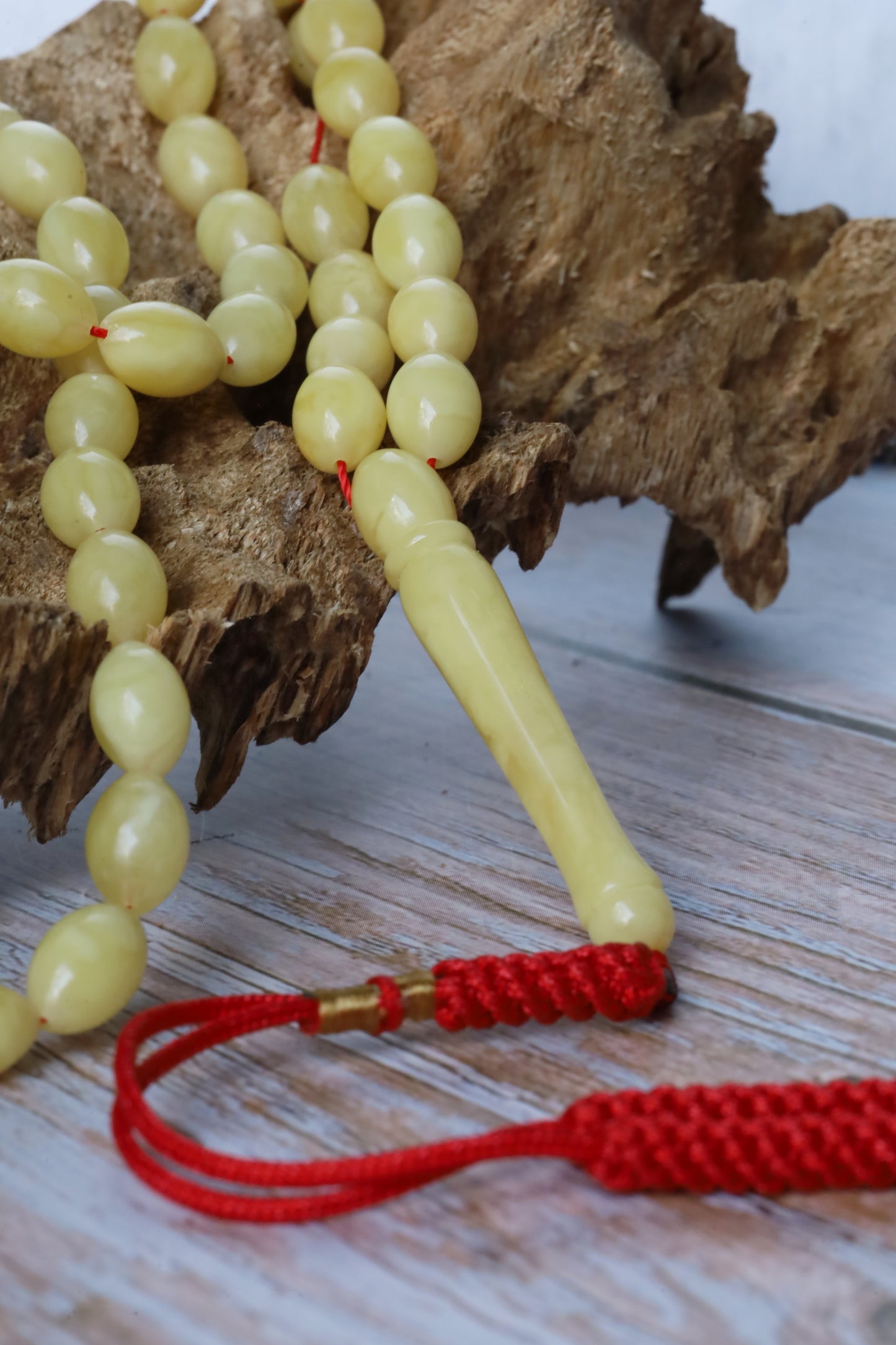 Tiger Butterscotch Amber Misbah – 66 Olive Beads