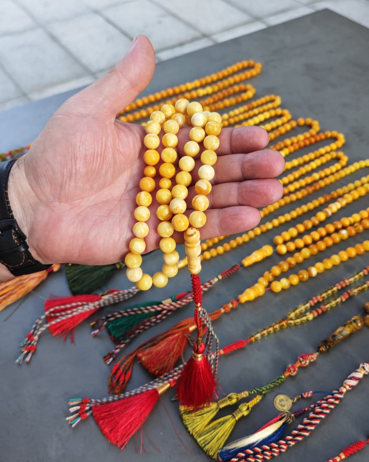 Unique Ceramic Milk Amber Rosary – 45 Beads
