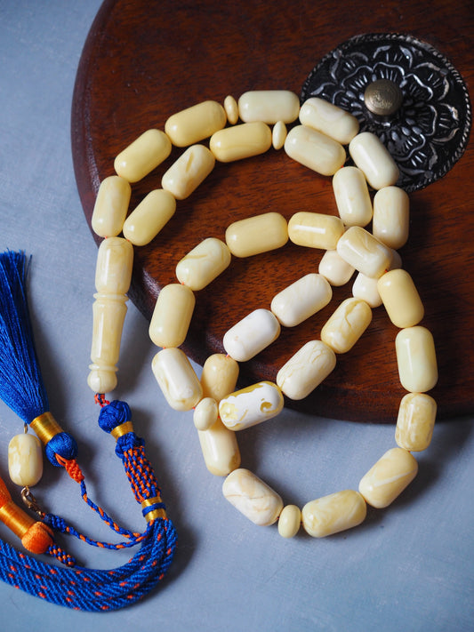 Natural Royal White Barrel Shape Tasbih 33 Beads