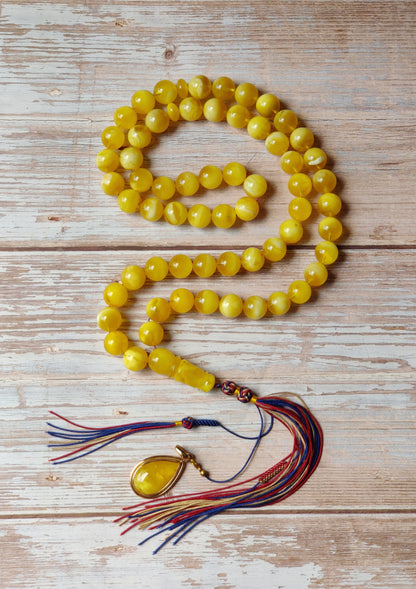 Highly Collectible Extra Long Natural Amber Misbaha 61 Beads from Private Collector from Poland