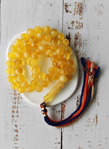 Cloudy Half-Half Baltic Amber Tasbih | 66 Round Beads | 12.5mm