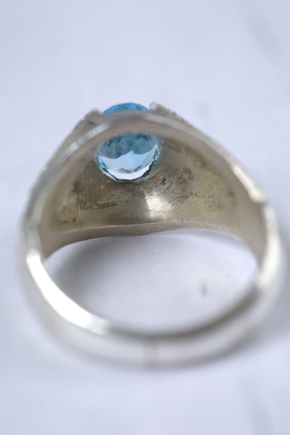 Natural Blue Topaz Ring in 925 Silver
