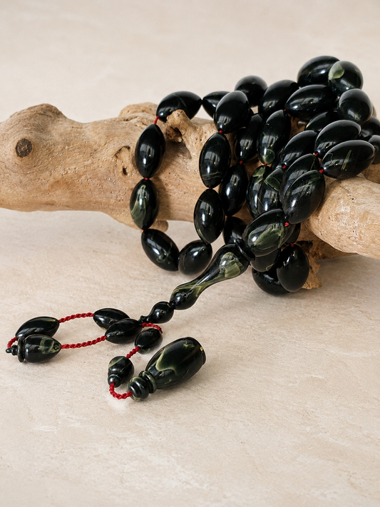 Frog Green Canadian Bakelite Tasbih | 45 Olive Beads | 19.3g