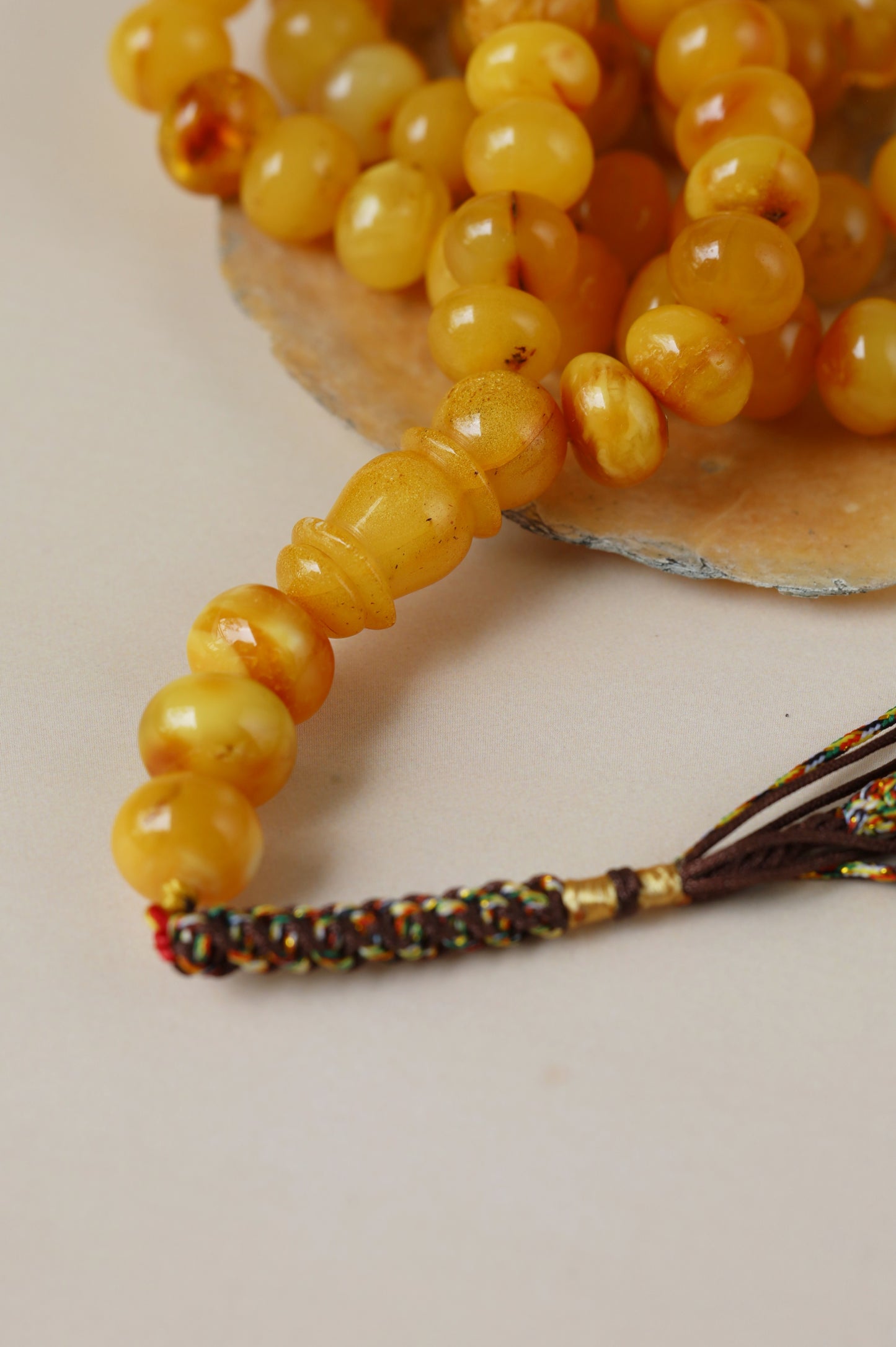 Raw Aged Honey Donut Shape Baltic Amber Rosary – 66 Beads + 3 Spares
