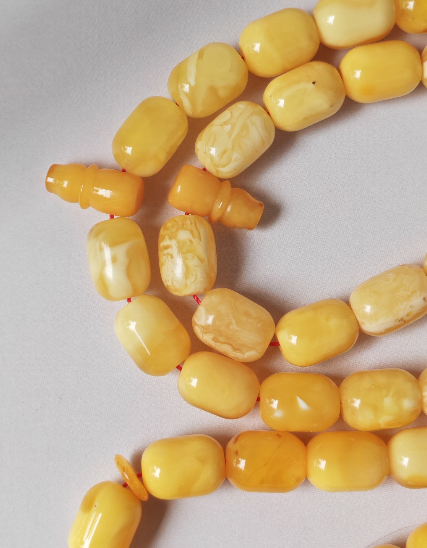 Mature Butterscotch Amber Rosary – 49 Barrel Beads | Deep Honey Accents