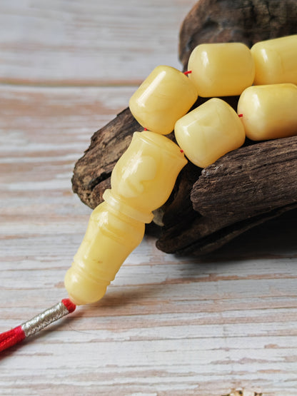 Royal White Baltic Amber Rosary | 59 Barrel Beads, 87g Collectible Piece