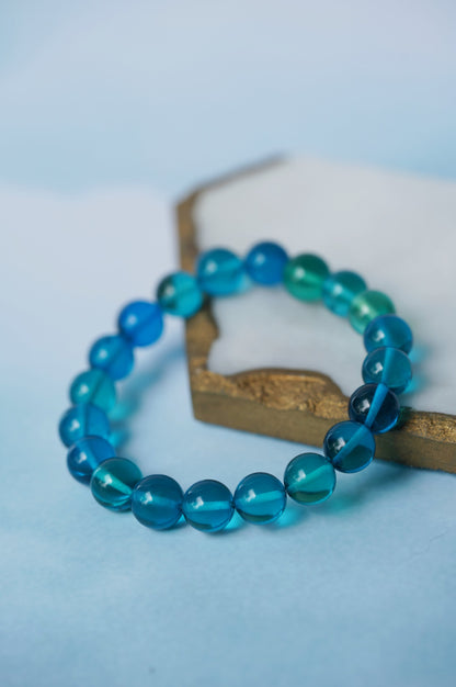 Light Blue Amber Beaded Bracelet 10mm